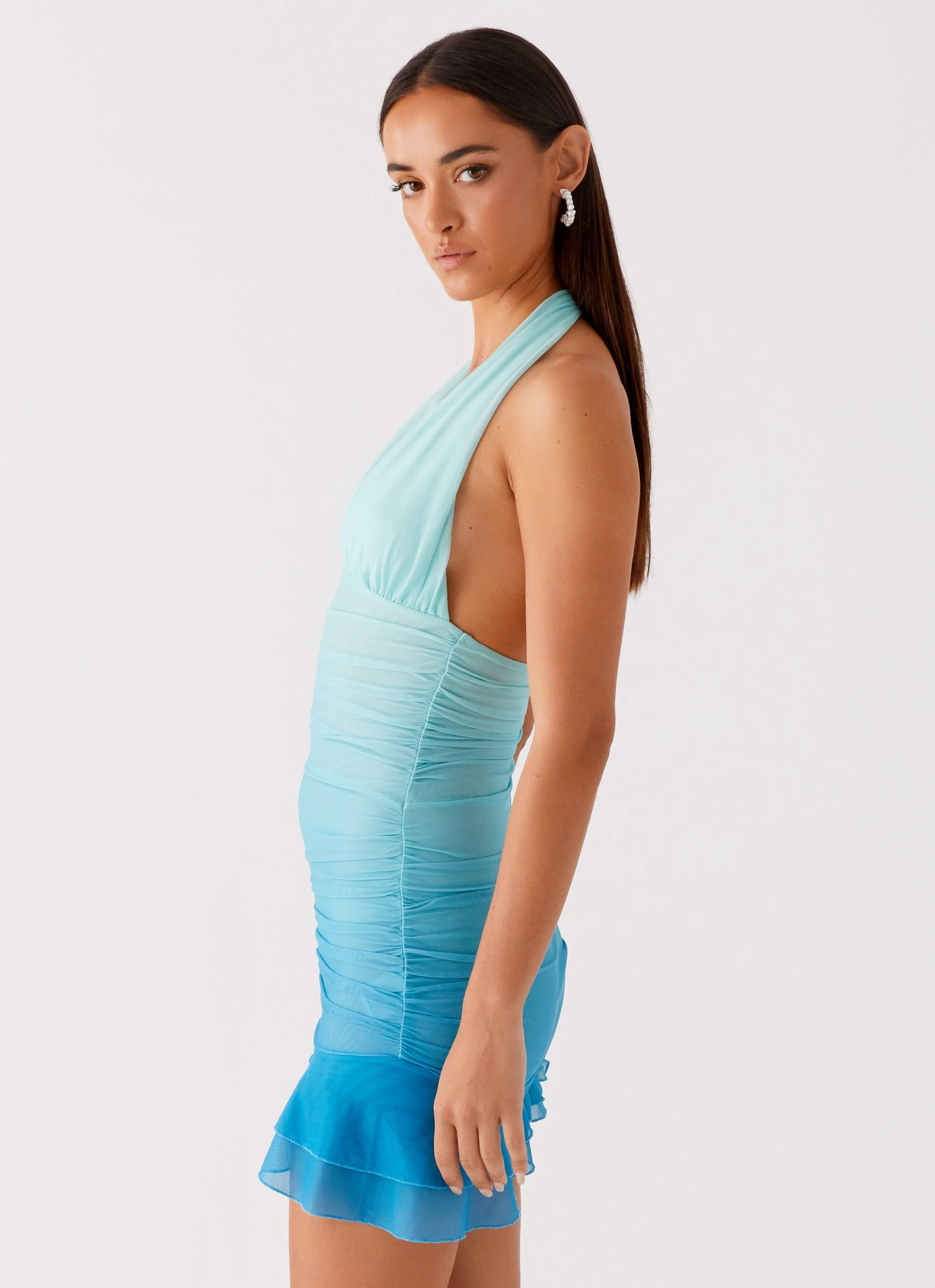 Emilio Halter Mini Dress - Blue Gradient Relaxed-fit Sophisticated Fit