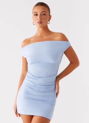 Lilosa Mini Dress - Blue Snag-Resistant Calm Texture