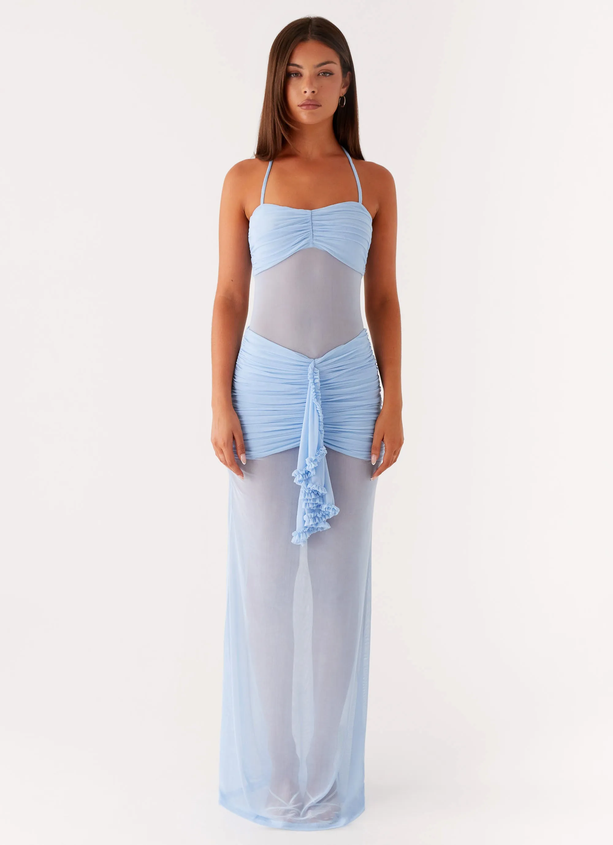Natural Texture Smart Casual Lily Halter Maxi Dress - Blue