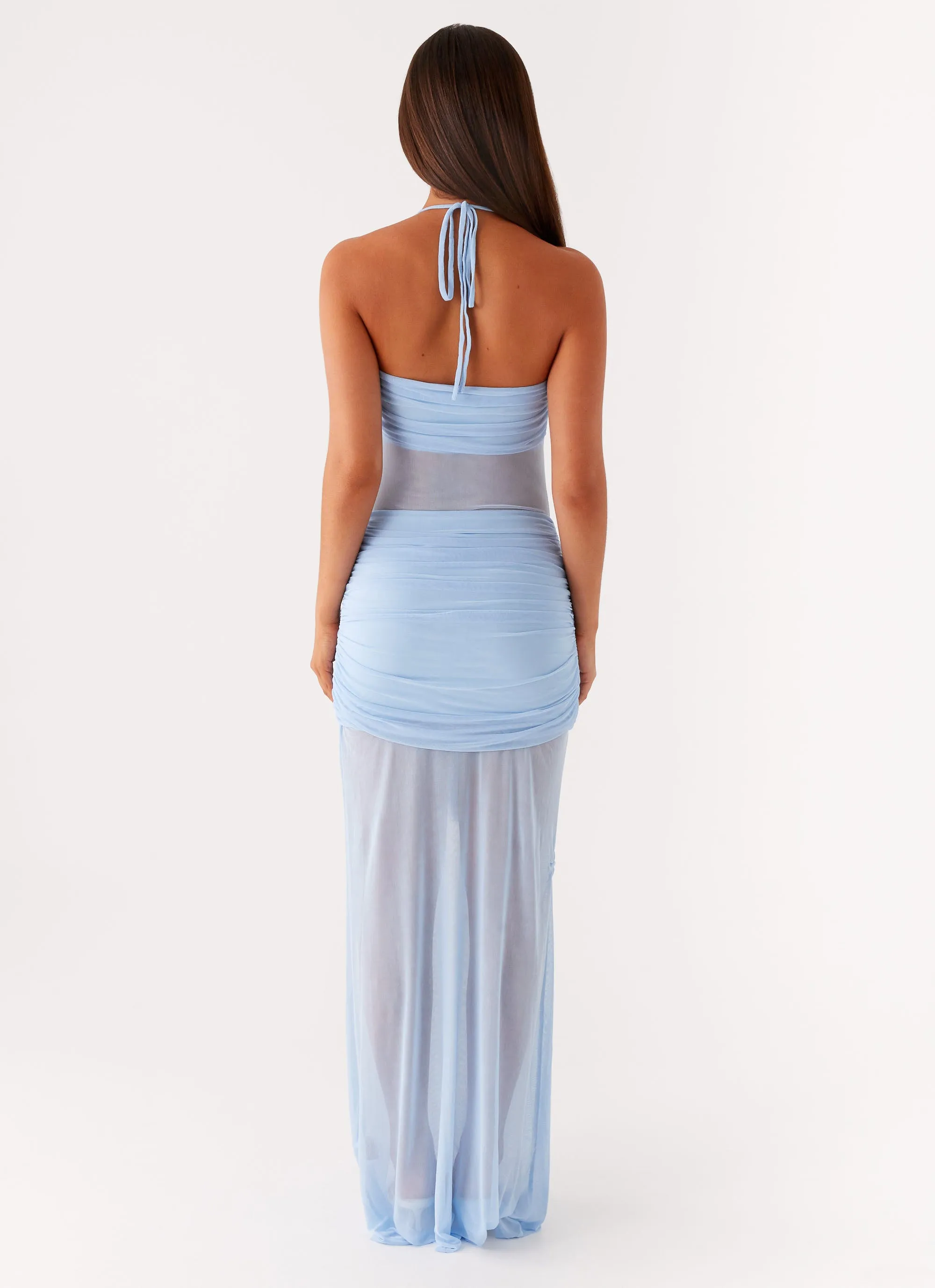 Lily Halter Maxi Dress - Blue Clean Cut Simple Chic