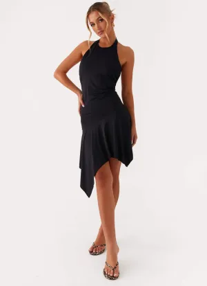 Lilyana Low Back Halter Midi Dress - Black Edge Shape