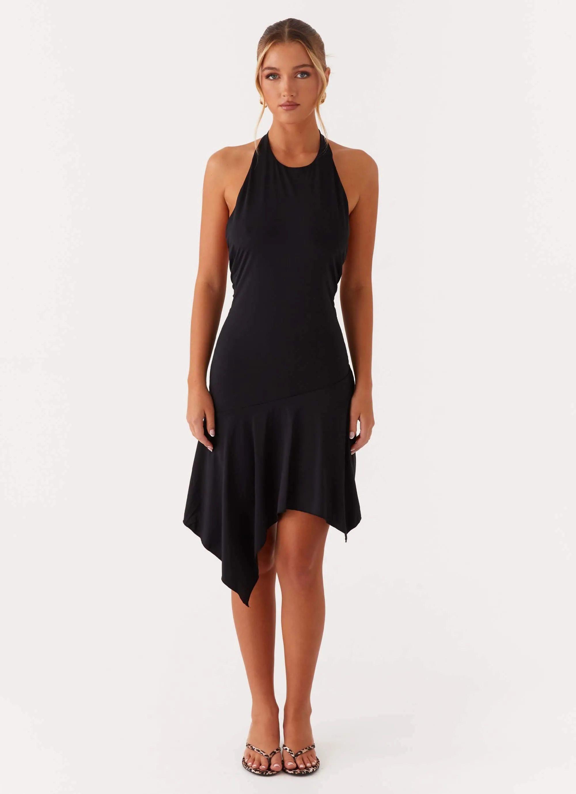 Dream Look Lilyana Low Back Halter Midi Dress - Black
