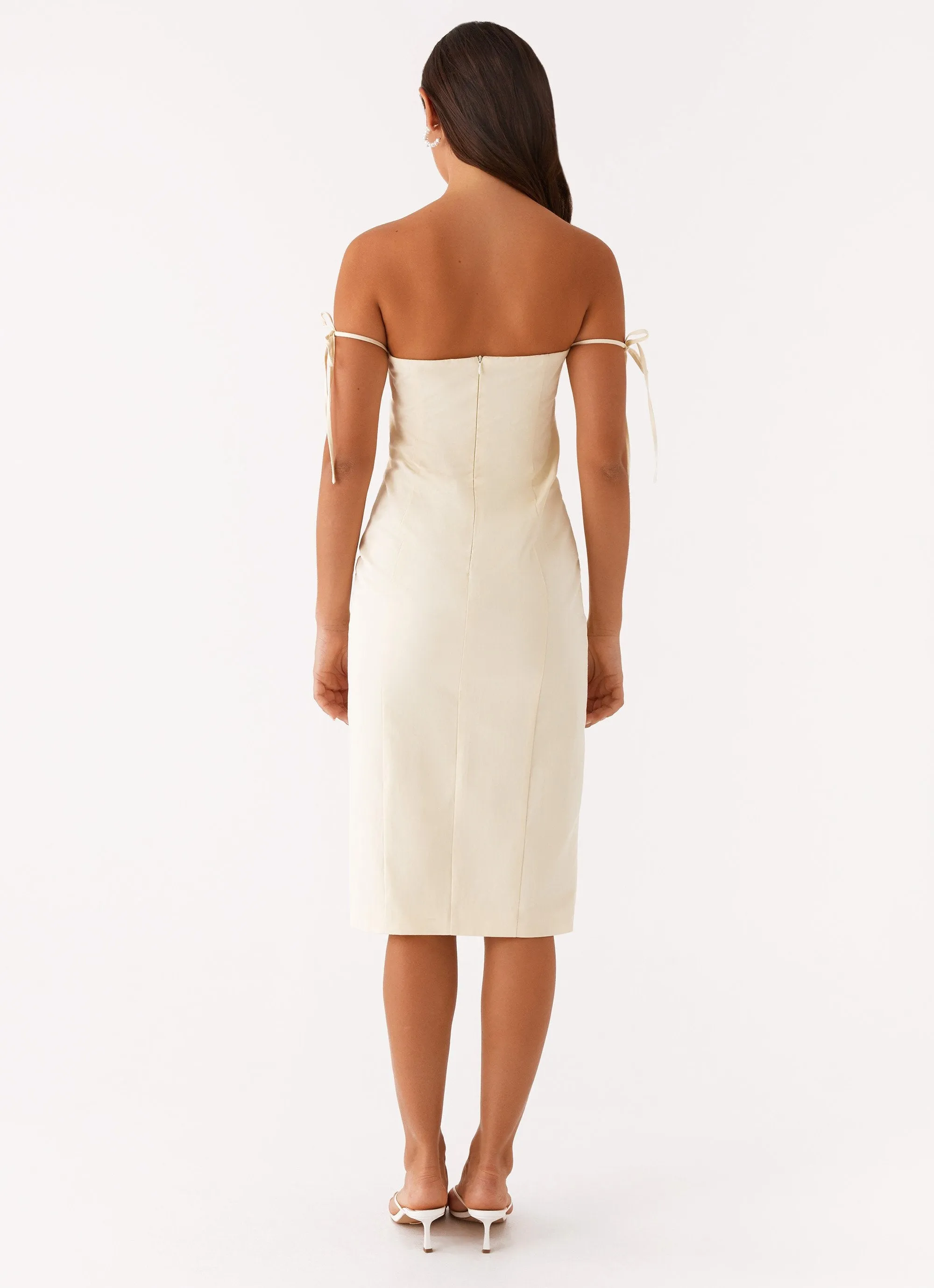 Neutral Finish Flowy summer gown Limelight Midi Dress - Lemon