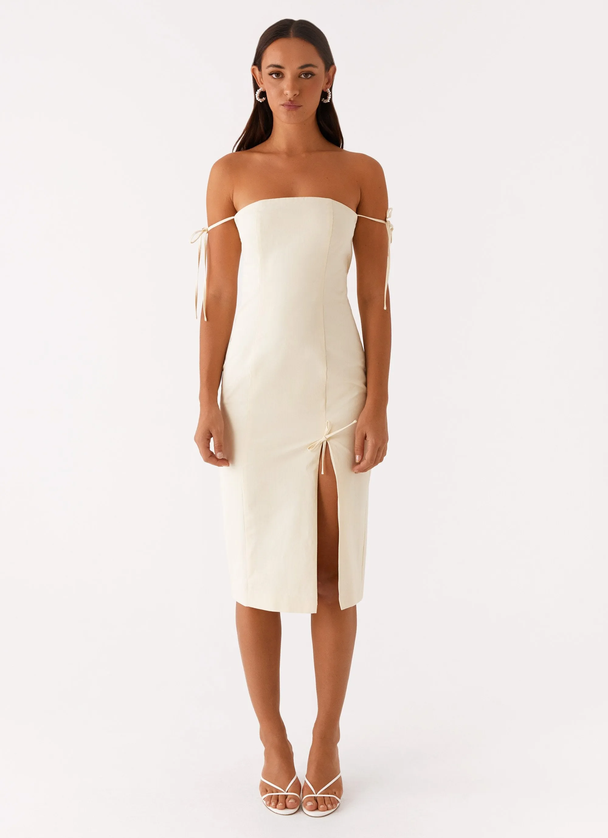 Limelight Midi Dress - Lemon Timeless Design Slit-Hem