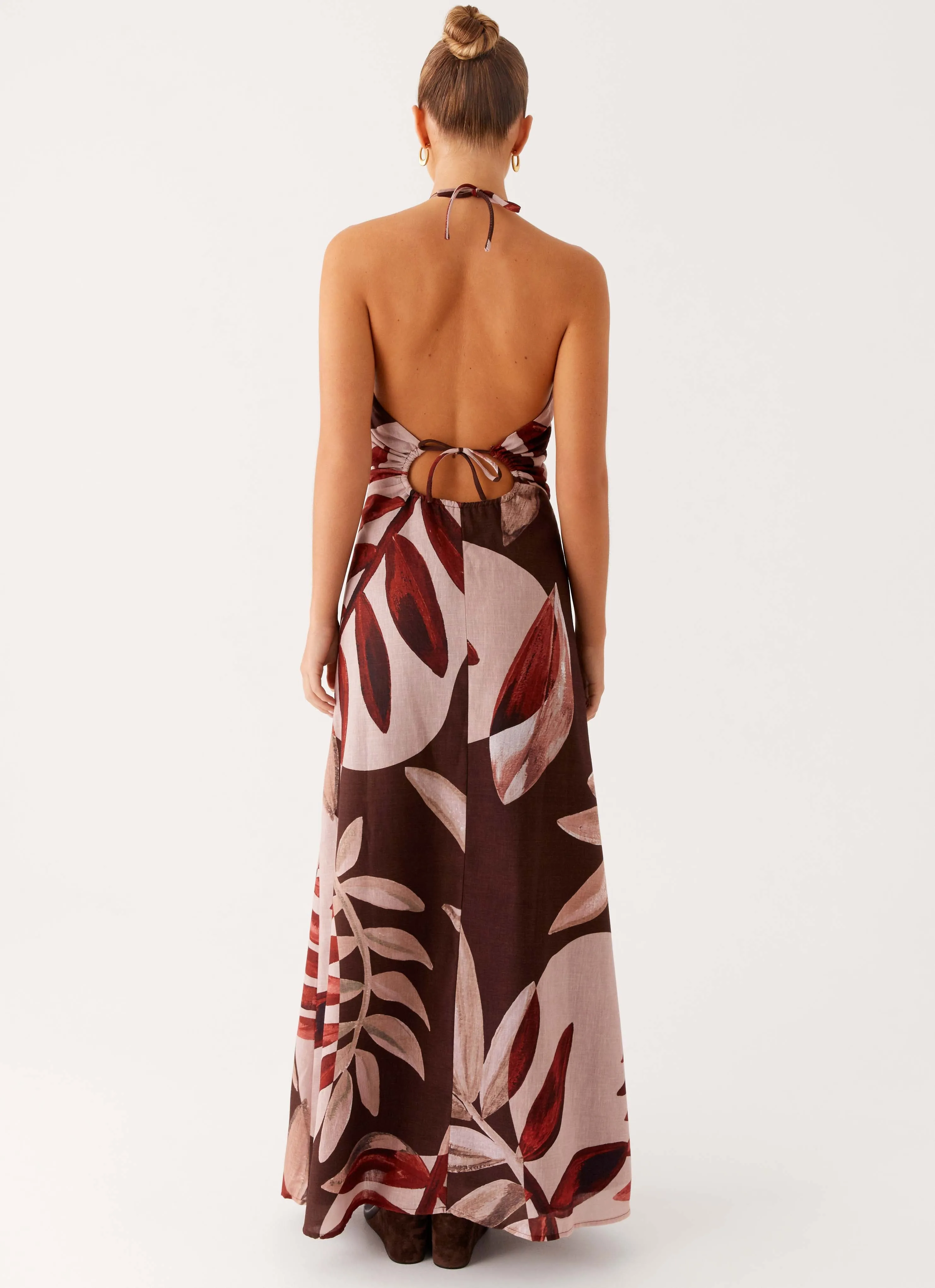 Relax Draping Luxe style Ramona Linen Maxi Dress - Cinnamon Palm
