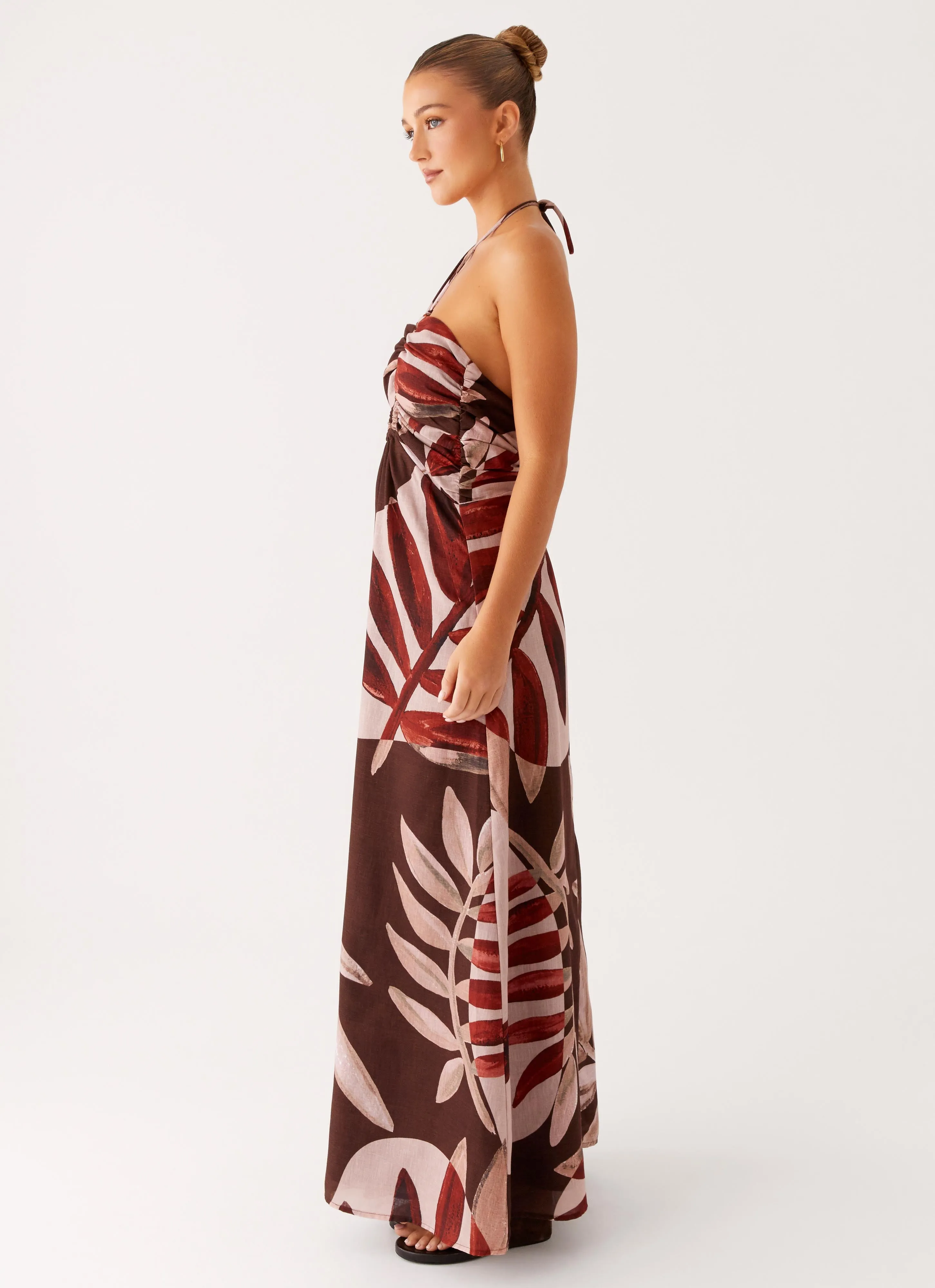 Subtle Elegance Ramona Linen Maxi Dress - Cinnamon Palm