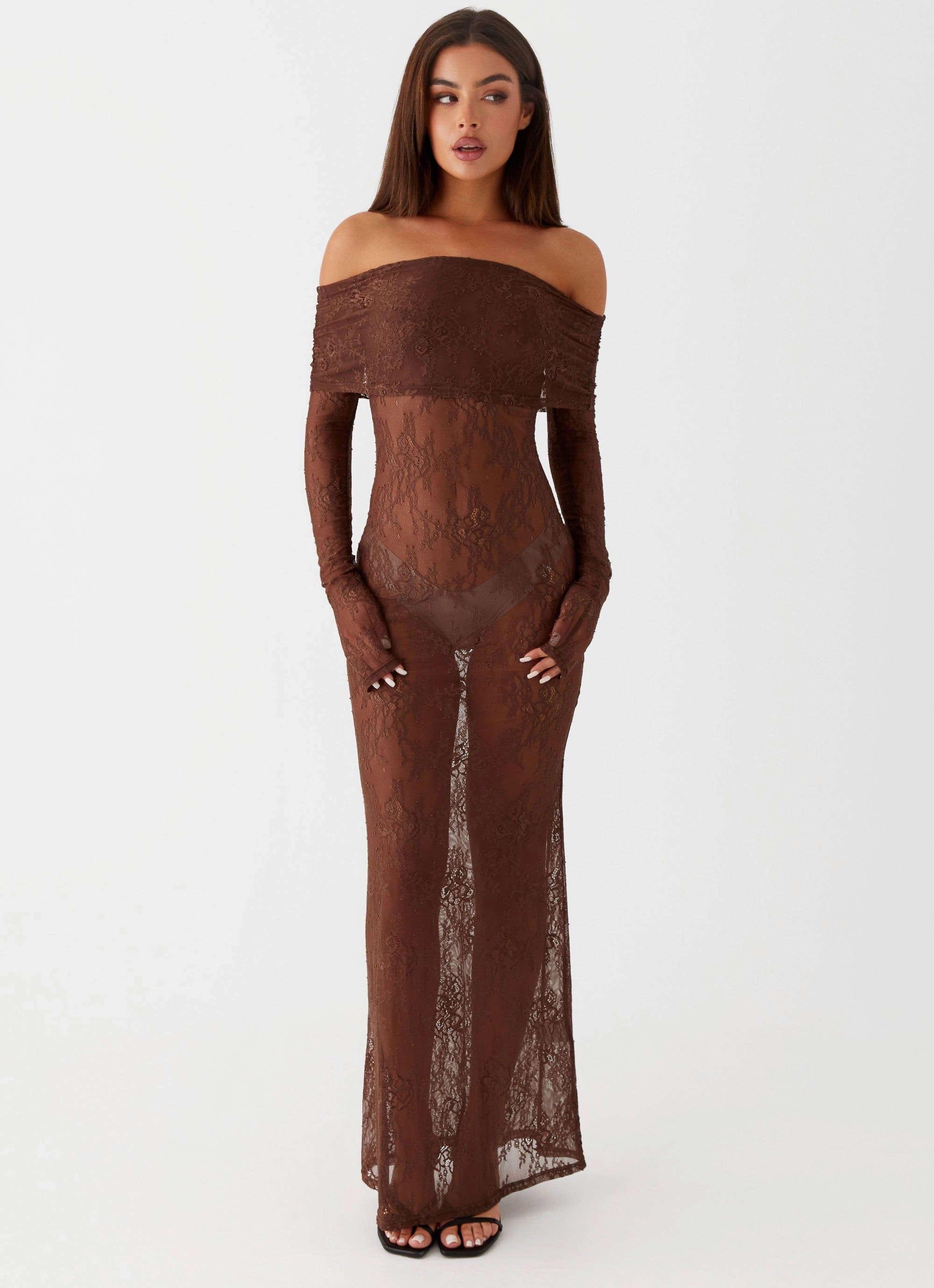 Nadia Lace Maxi Dress - Chocolate Life Soft