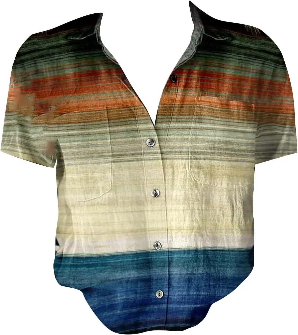 Linen Boho Tops for Women Boho Tops for Women Hippie Summer Short Sleeve Button Up Blouses Short Sleeve Shirts