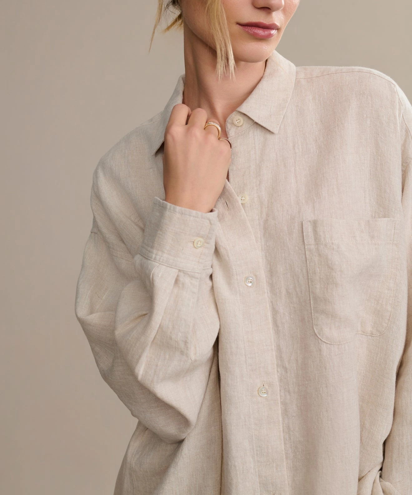 EcoCertified Textile Flatlock Seam Design Linen Colby Shirt