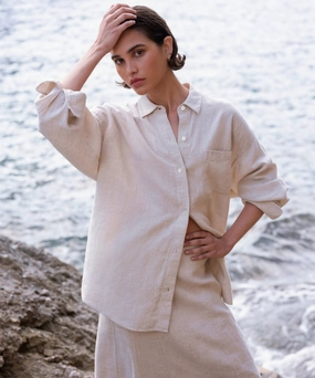 Linen Colby Shirt Durable Double Stitching Unstructured Silhouette