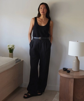 Linen Kyle Trouser Mid Rise TaperedLeg