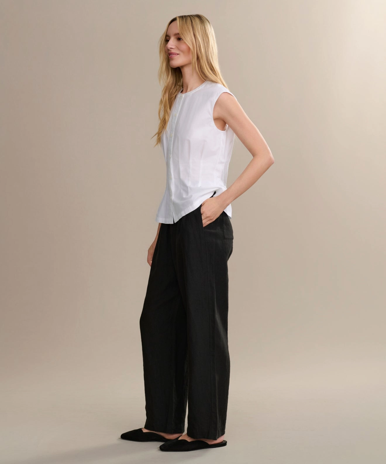 Linen Logan Pant StretchWaistband Modern Utility