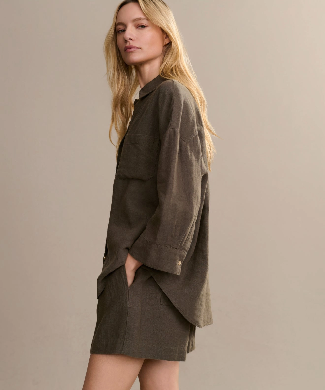 Linen Logan Shirt Hidden Pocket