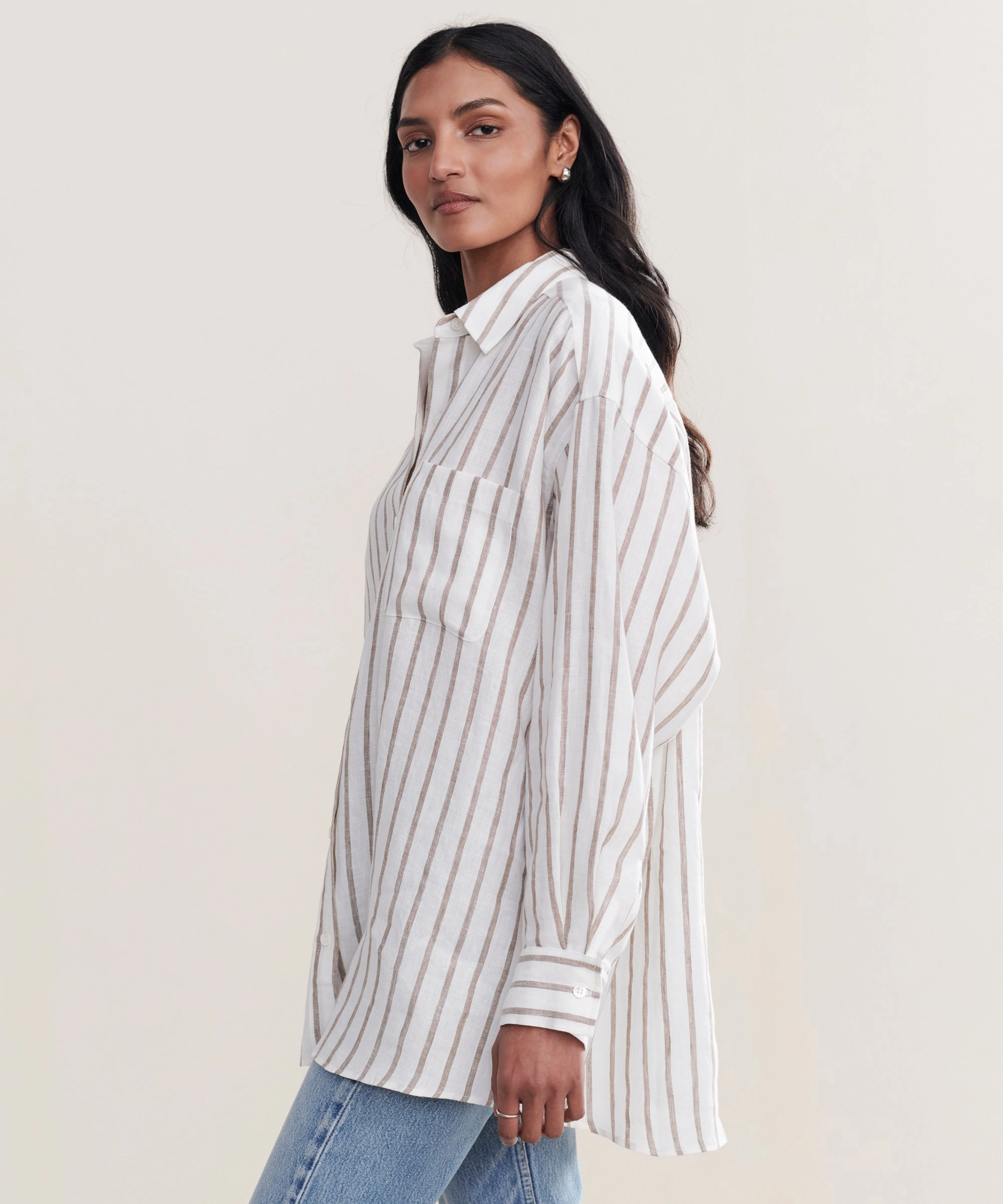 Linen Relaxed Oversized Shirt Rubberized grip
