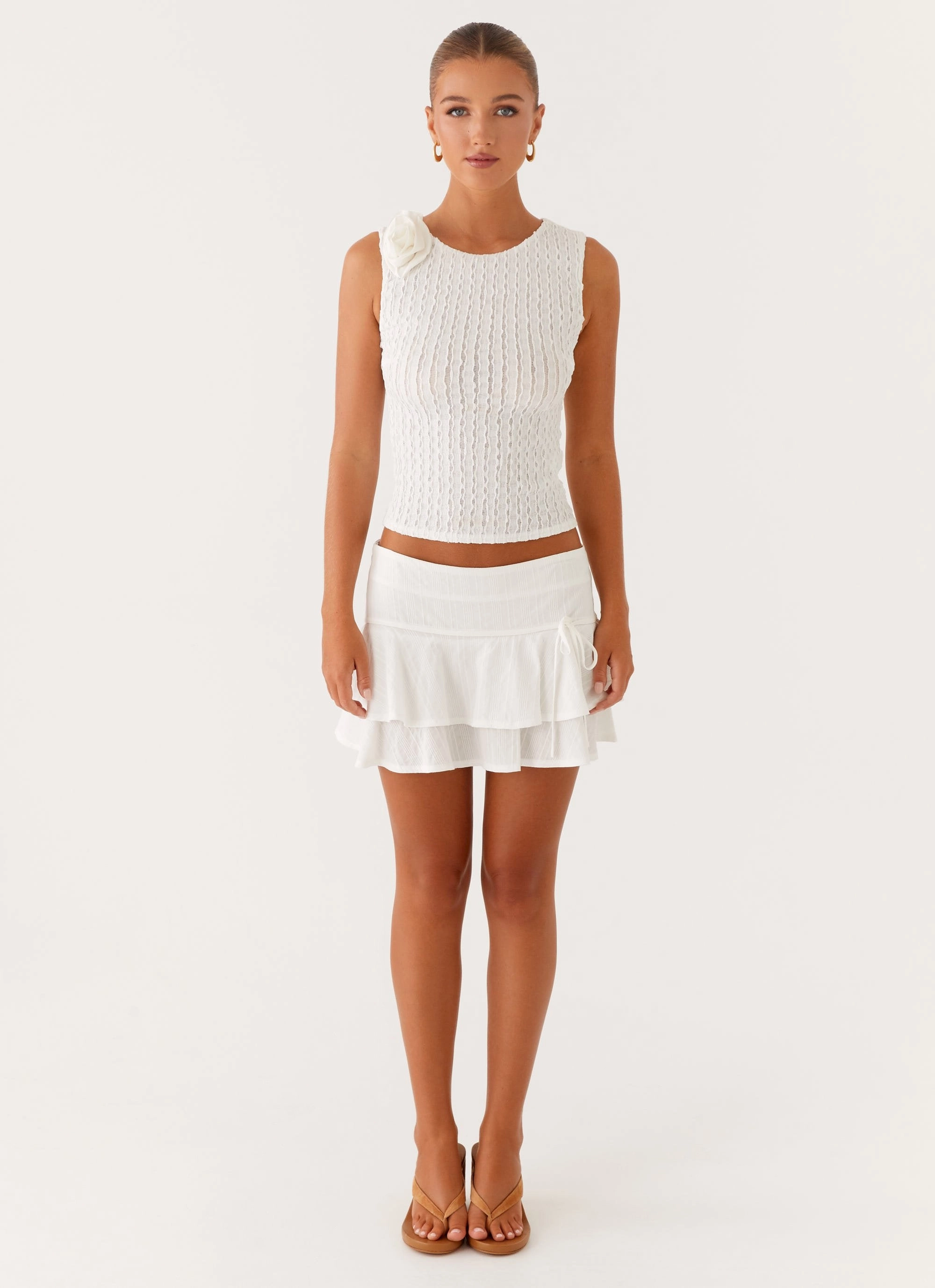 Lisbon Tank Top - White Warm Fabric WrinkleResistant