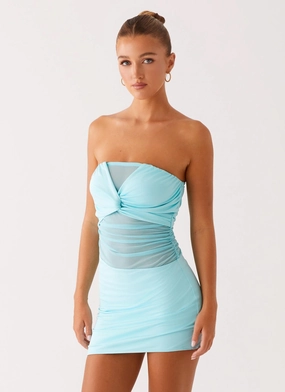 Lita Twist Mini Dress - Turquoise Limited-Edition Baby-Shower