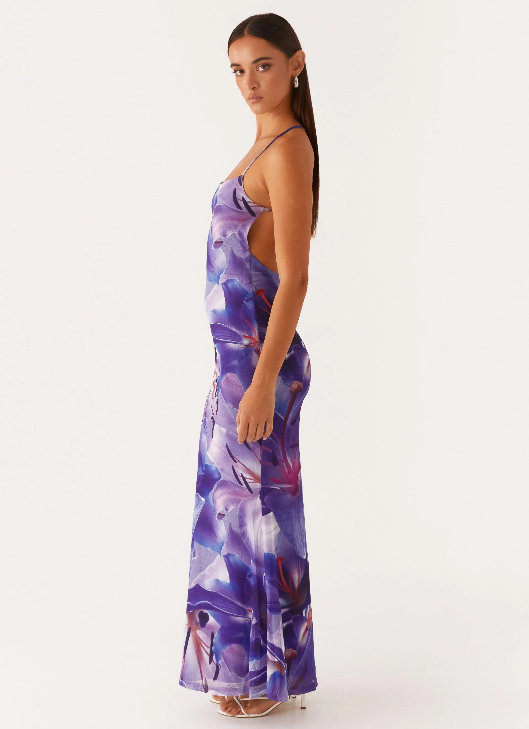 Livia Maxi Dress - Purple White Lilly Evening Glow Sleek Layer