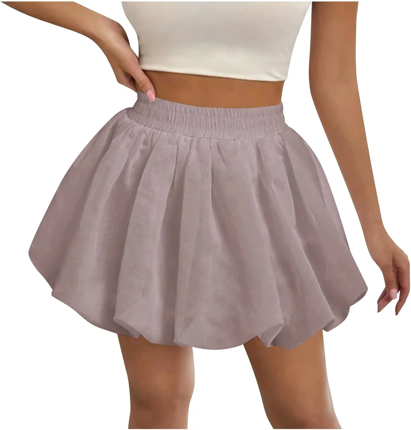 Lmdudan 2025 Bubble Skirt for Women Boho High Waisted Ruffled Cute Casual Dressy Mini Skirts Summer Going Out Skirts