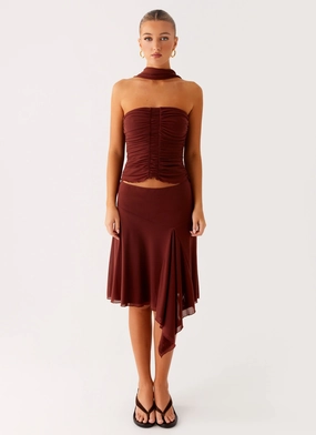 Mirage Midi Skirt - Chocolate Soft Texture