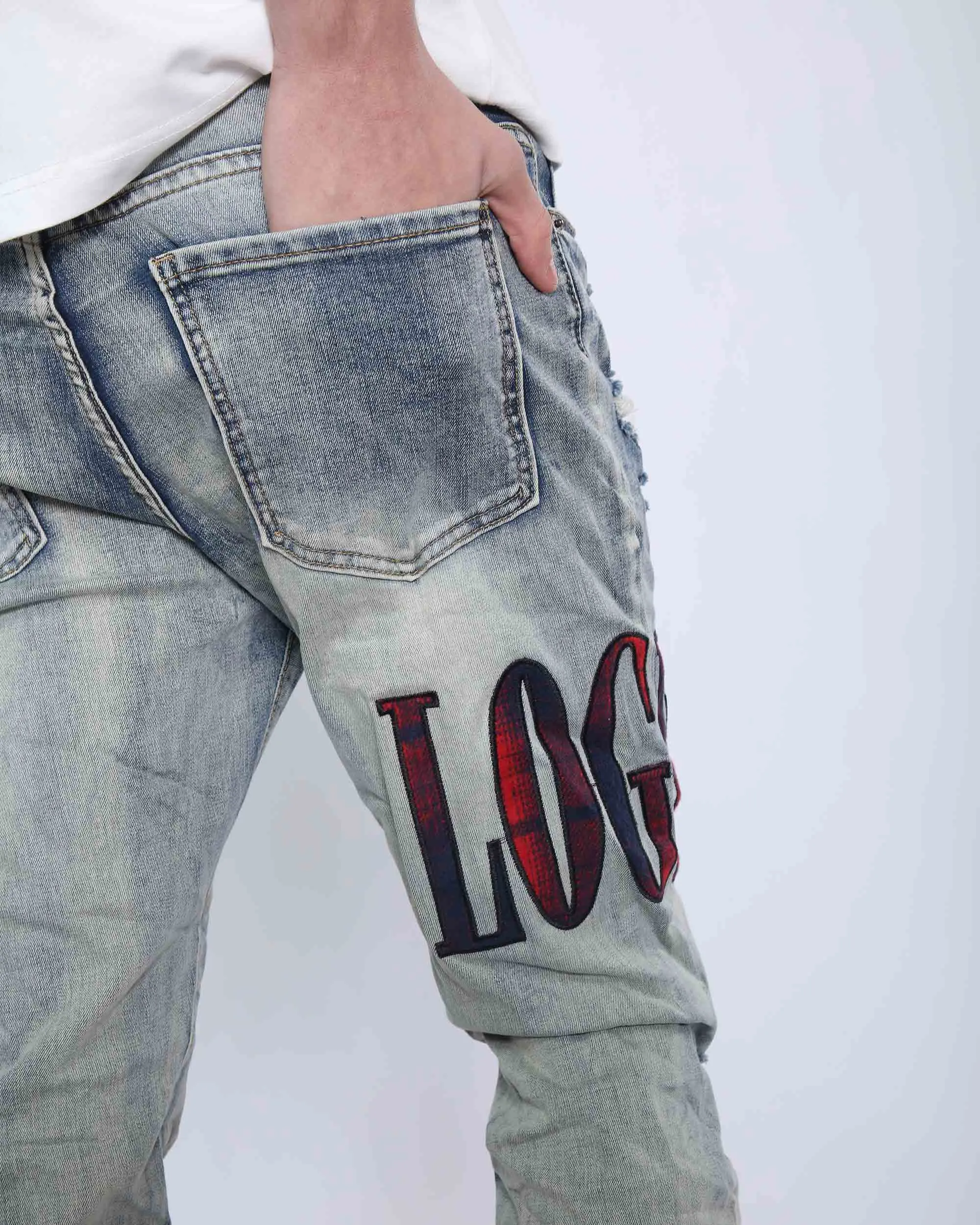 LOGEQI Light Washed Ripped Jeans