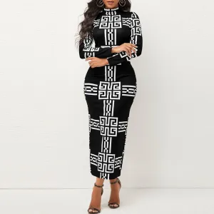 Long Sleeve Bodycon Sexy Dress Women Mock Neck Autumn Streetwear Party Dresses Outfits