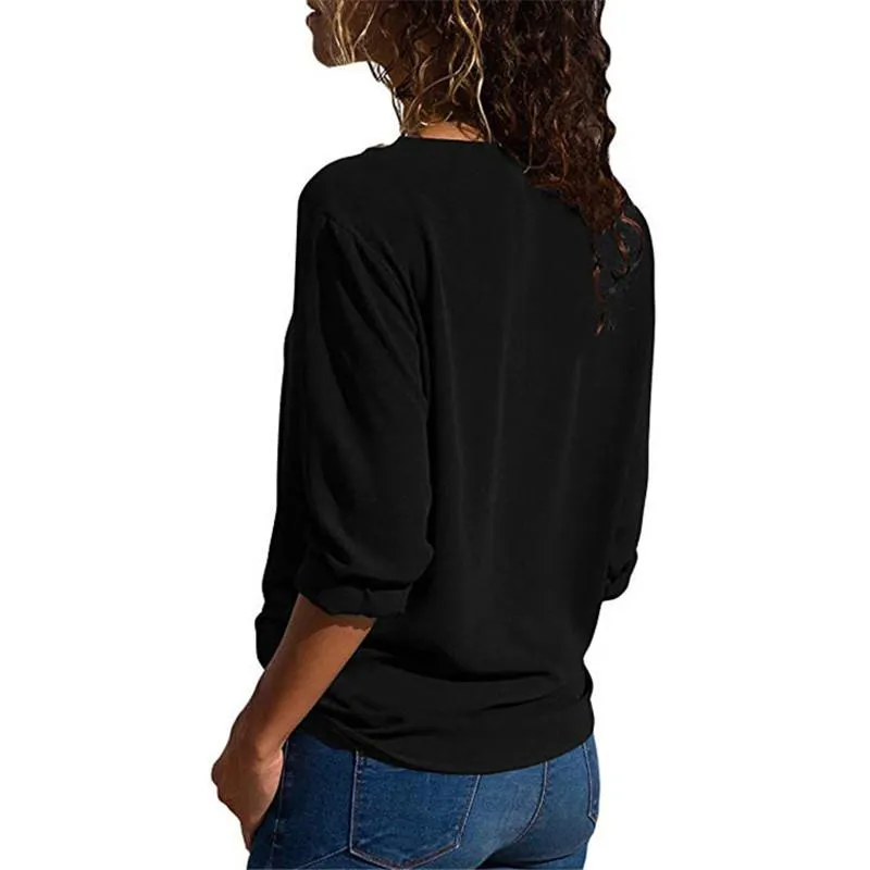 Long Sleeve Double V neck Blouse