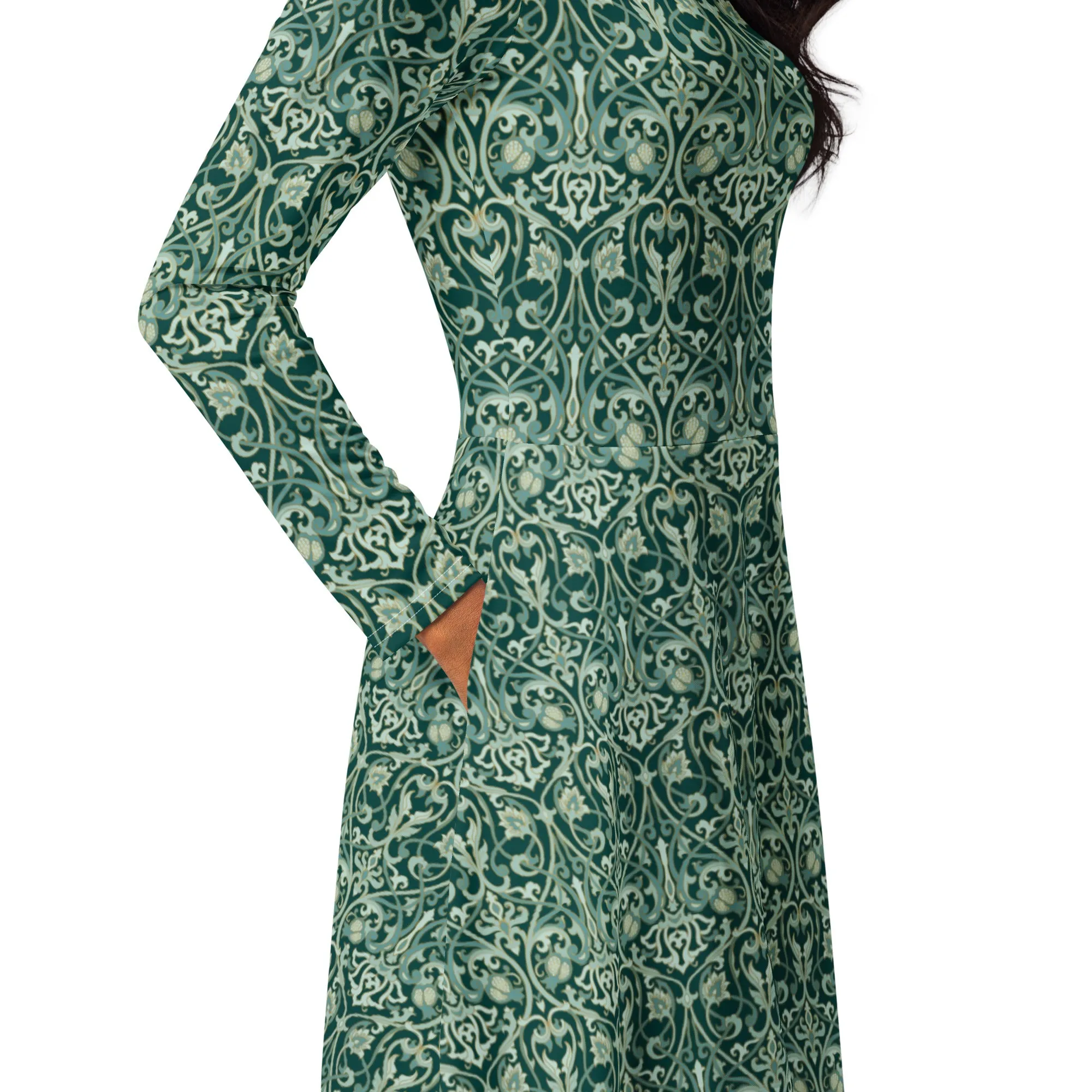 Long Sleeve Midi Dress Patterns Floral (Glamourange Women Long Sleeve Midi Dresses Patterns - 005)
