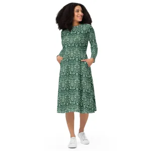 Long Sleeve Midi Dress Patterns Floral (Glamourange Women Long Sleeve Midi Dresses Patterns - 005)