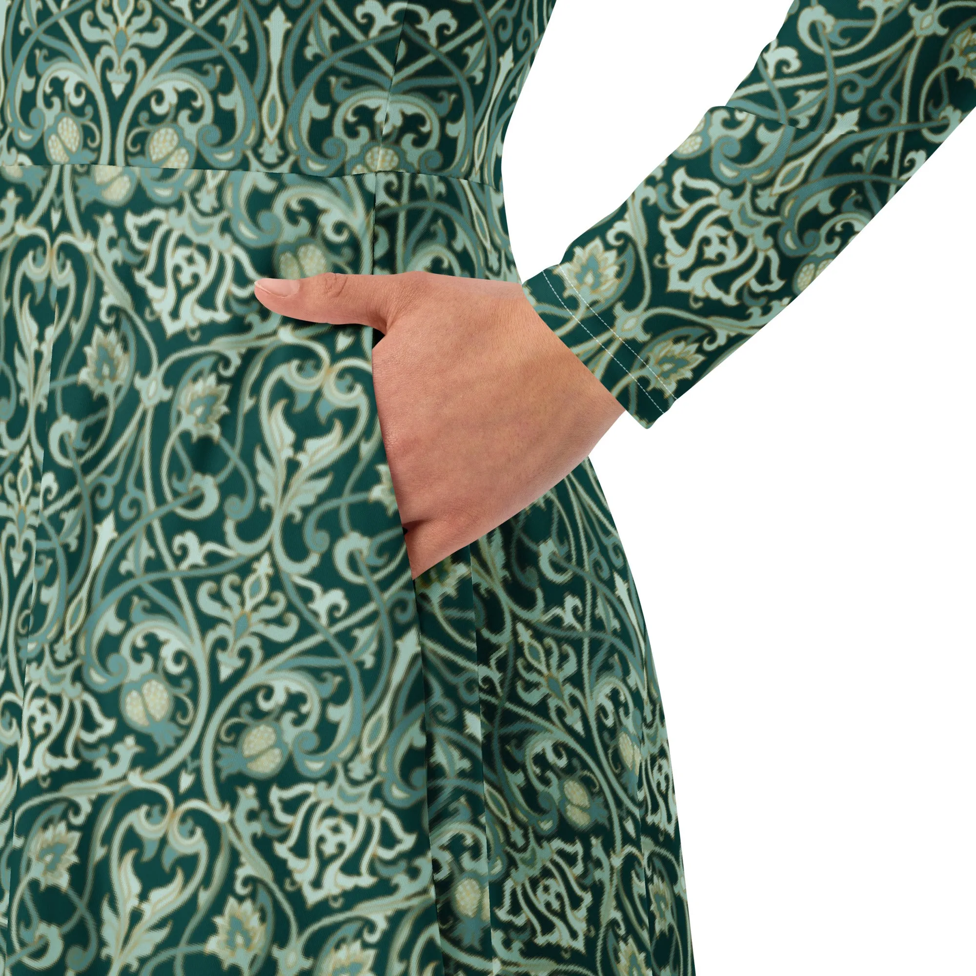 Long Sleeve Midi Dress Patterns Floral (Glamourange Women Long Sleeve Midi Dresses Patterns - 005)