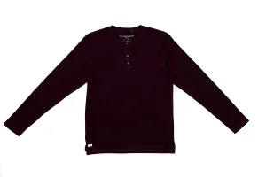 Long Sleeve Organic Cotton Henley in Merlot