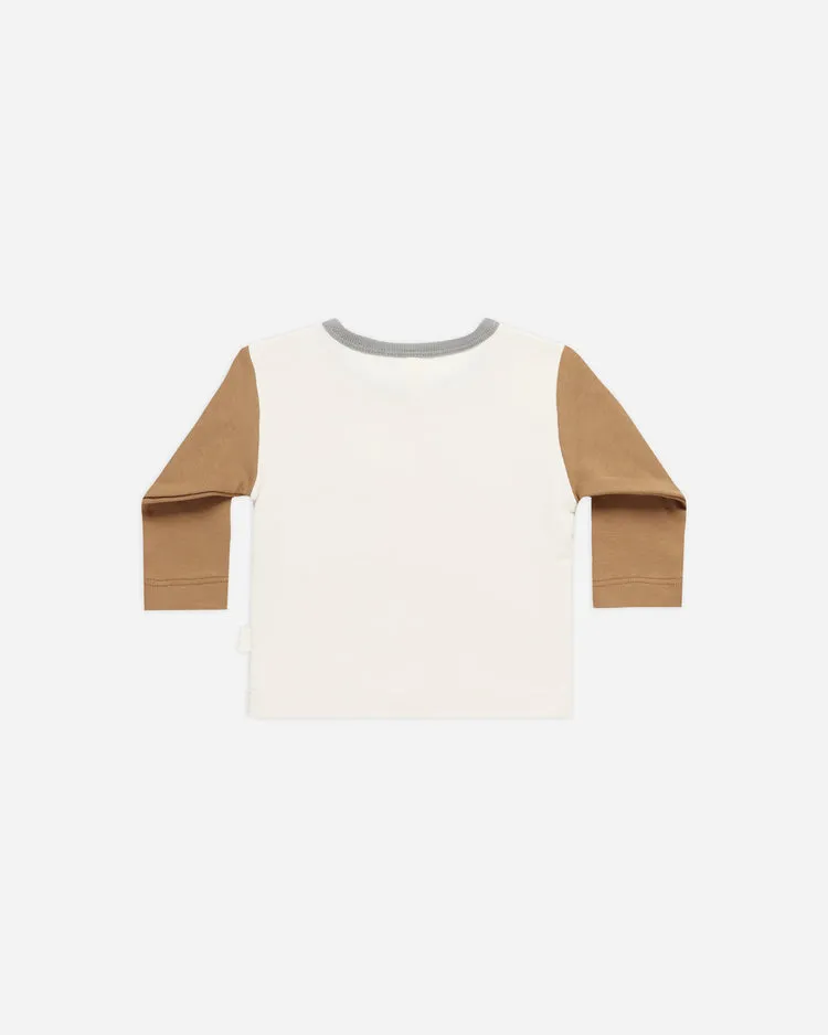 LONG SLEEVE POCKET TEE || COLOR BLOCK