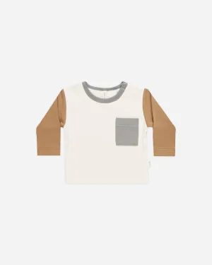 LONG SLEEVE POCKET TEE || COLOR BLOCK