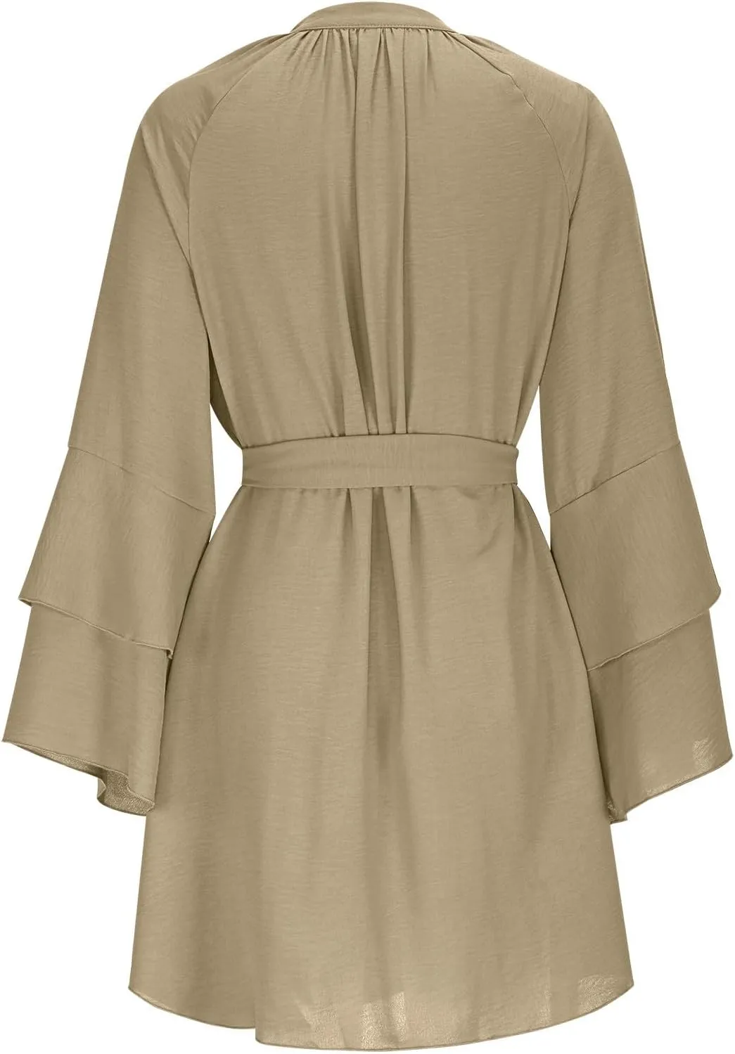 Long Sleeve Short Dresses for Women,V Neck Casual Dress Loose Fit Summer Dresses Flowy Mini Dress