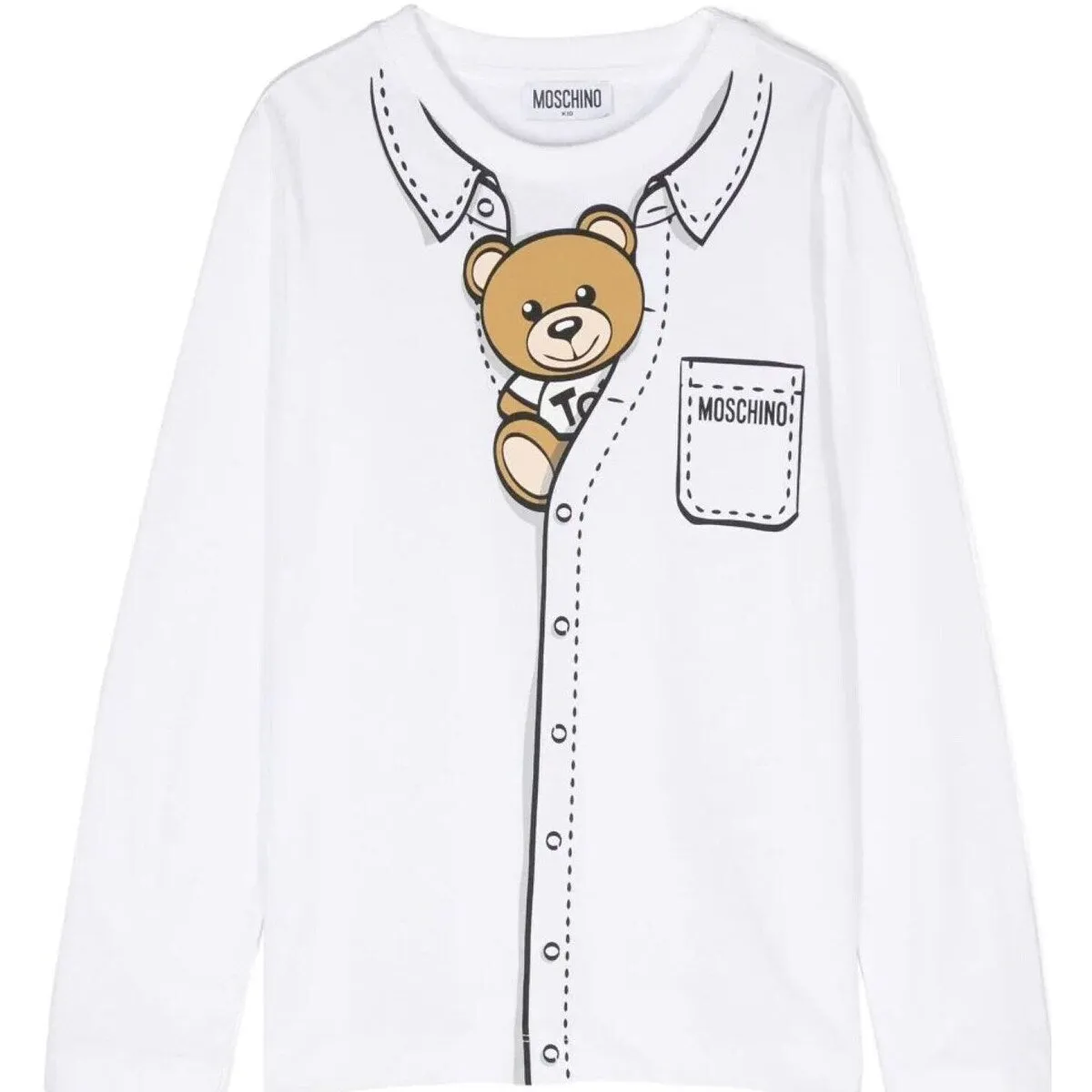 LONG SLEEVE TEE WITH SHIRT/BEAR PRINT