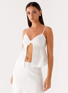 Irena Cami Top - White Oversized Collar