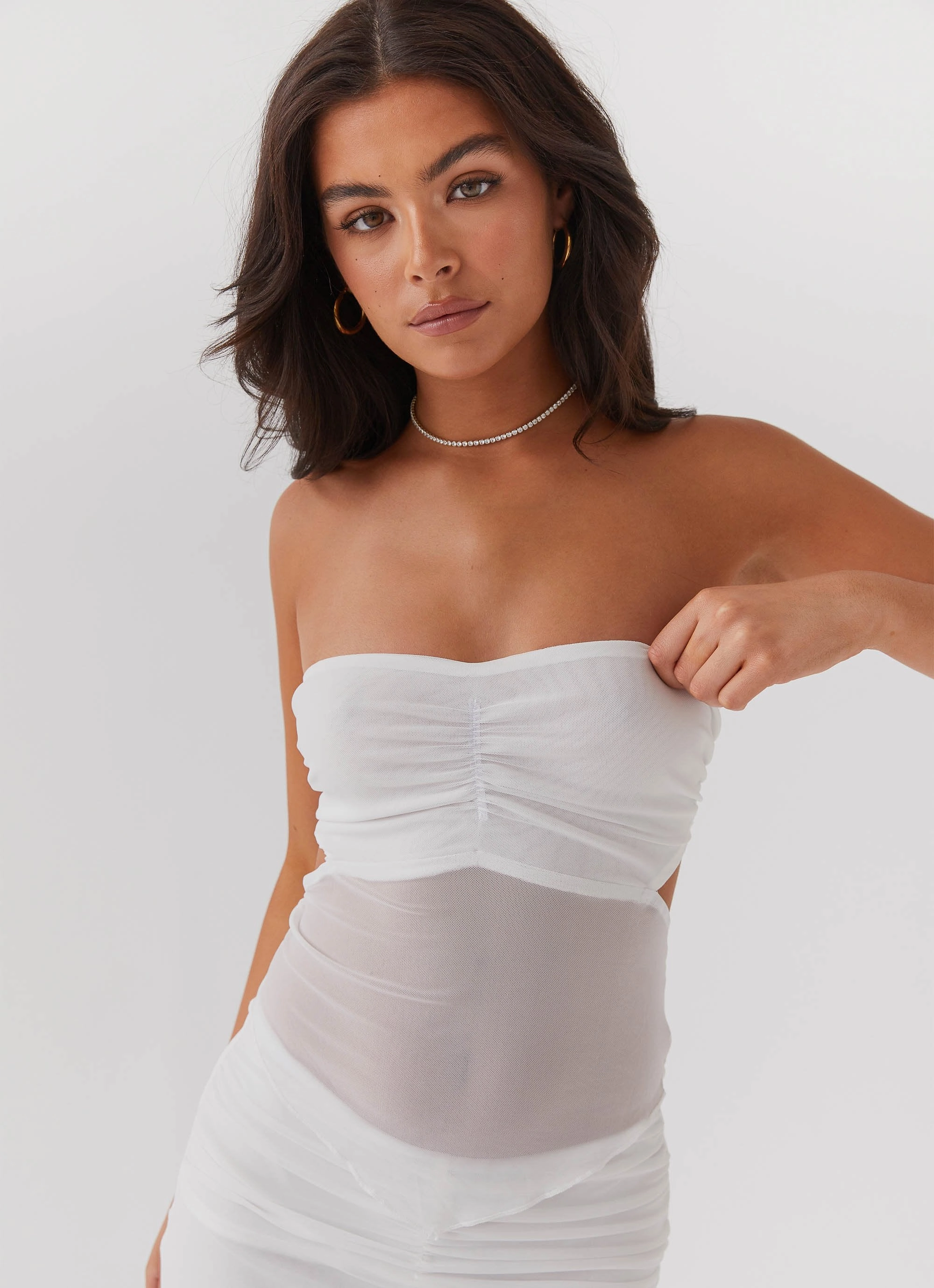 Look At Me Strapless Top - White Everyday Urban Style