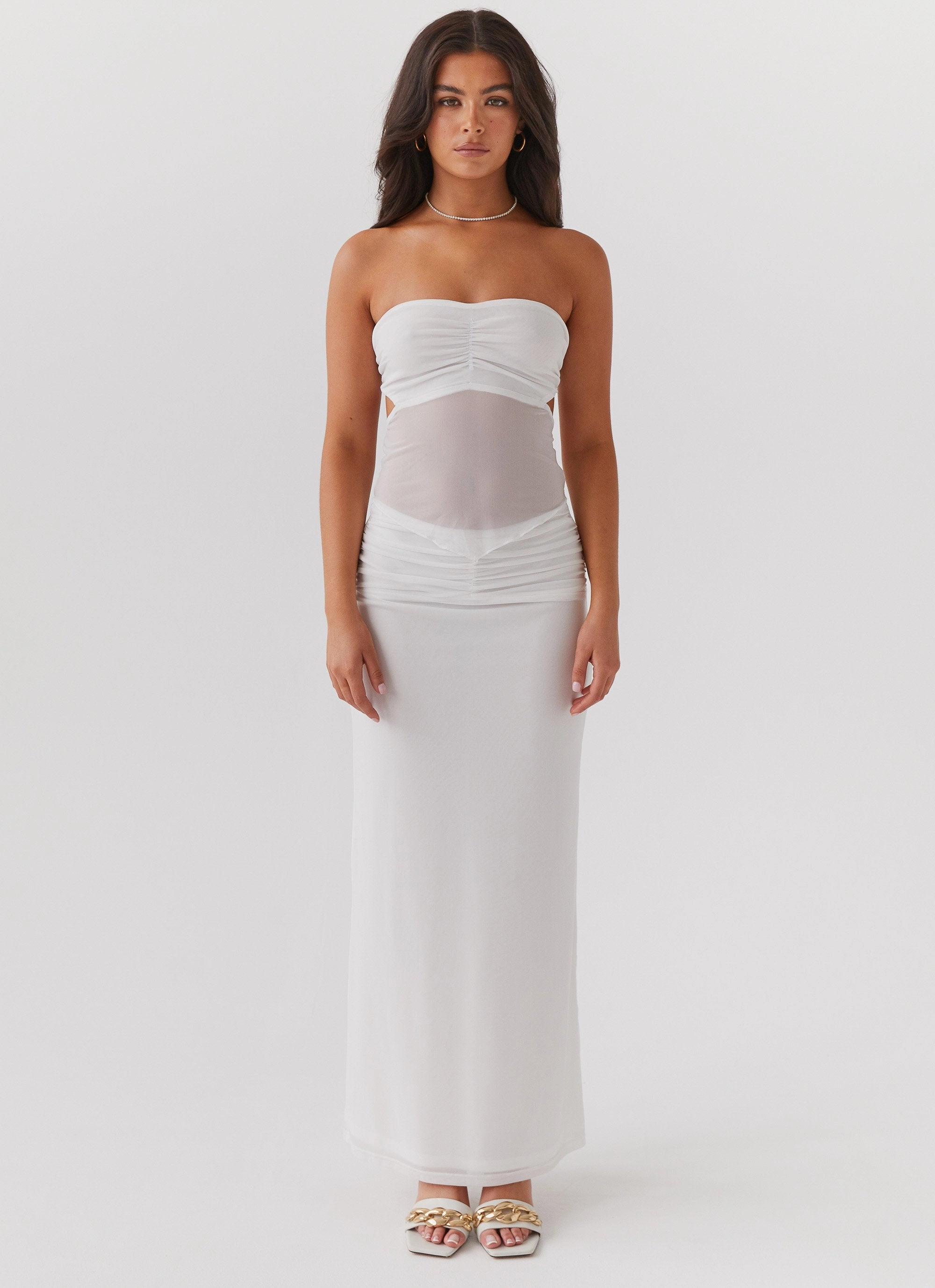 Look At Me Strapless Top - White Simple Outer