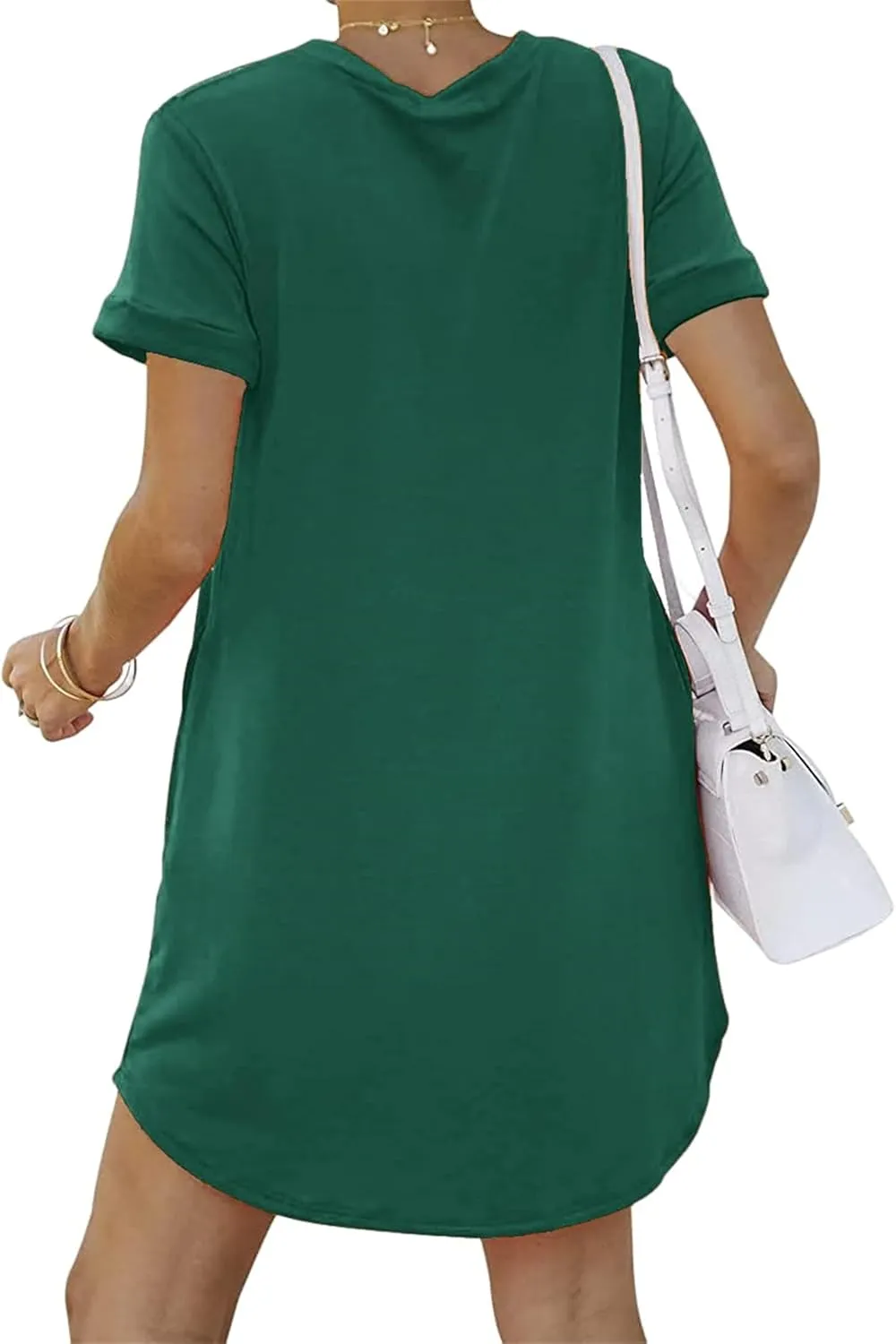 Loose Fit Dresses for Women Summer Short Sleeve Crewneck Tops Dress Casual Workout Dresses with Pocket 2025