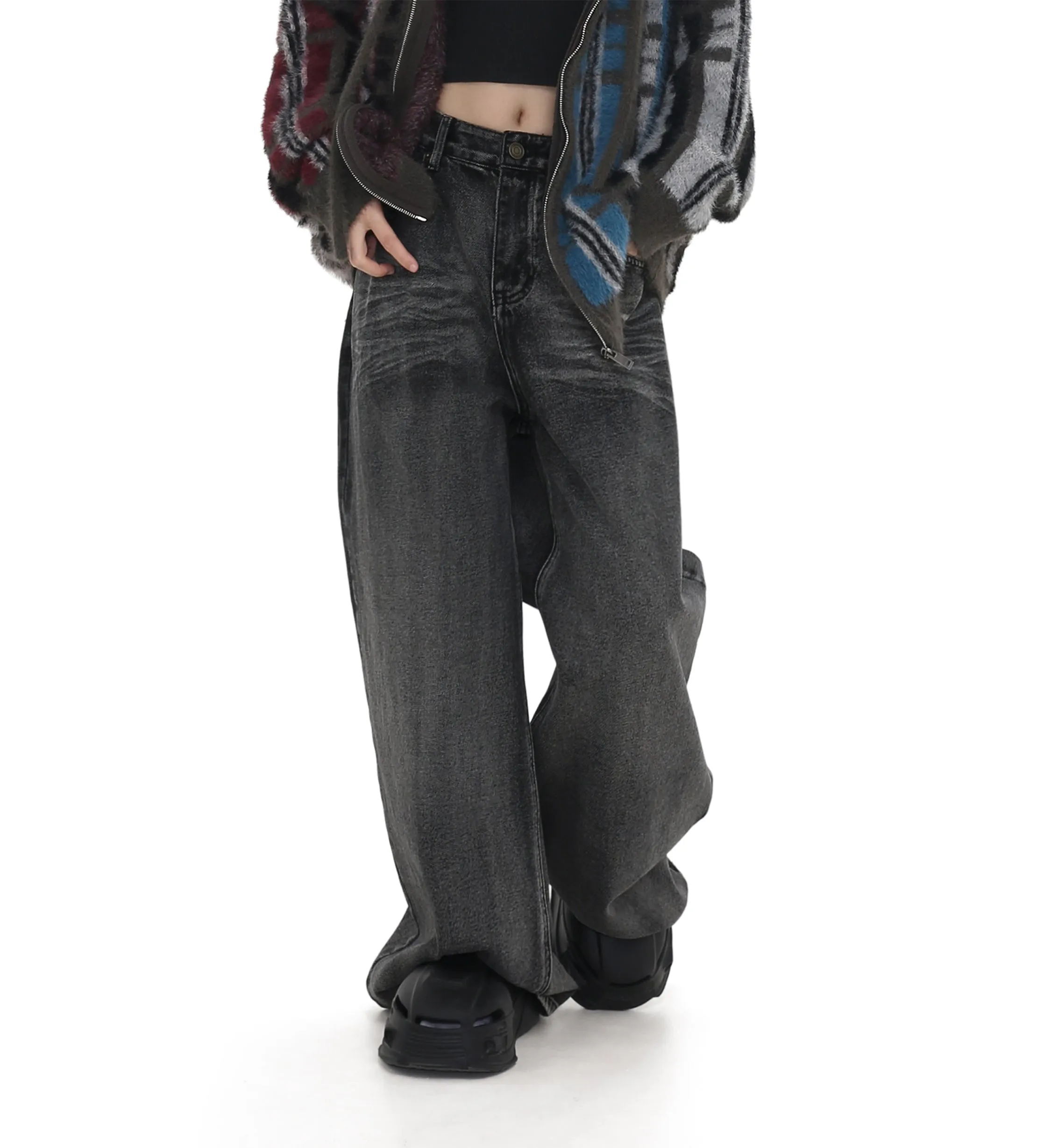 Loose Fit Retro Thick Jeans