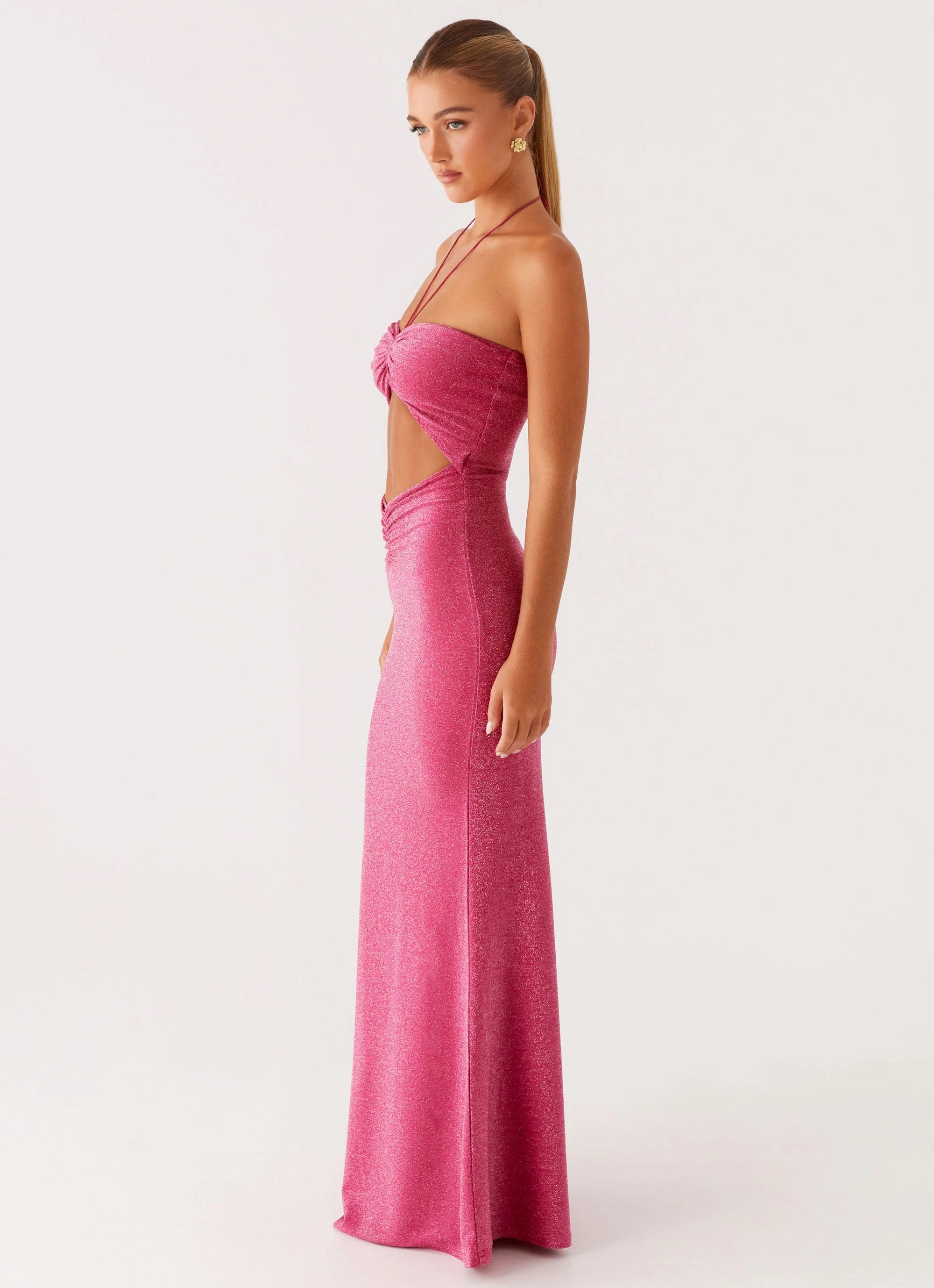 Printed-Fabric Vibrant Look Lorenzo Maxi Dress - Raspberry