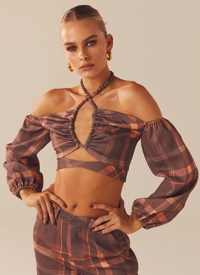 Built In Odor Control Odor Resistant Lose My Cool Crop Top - Chestnut