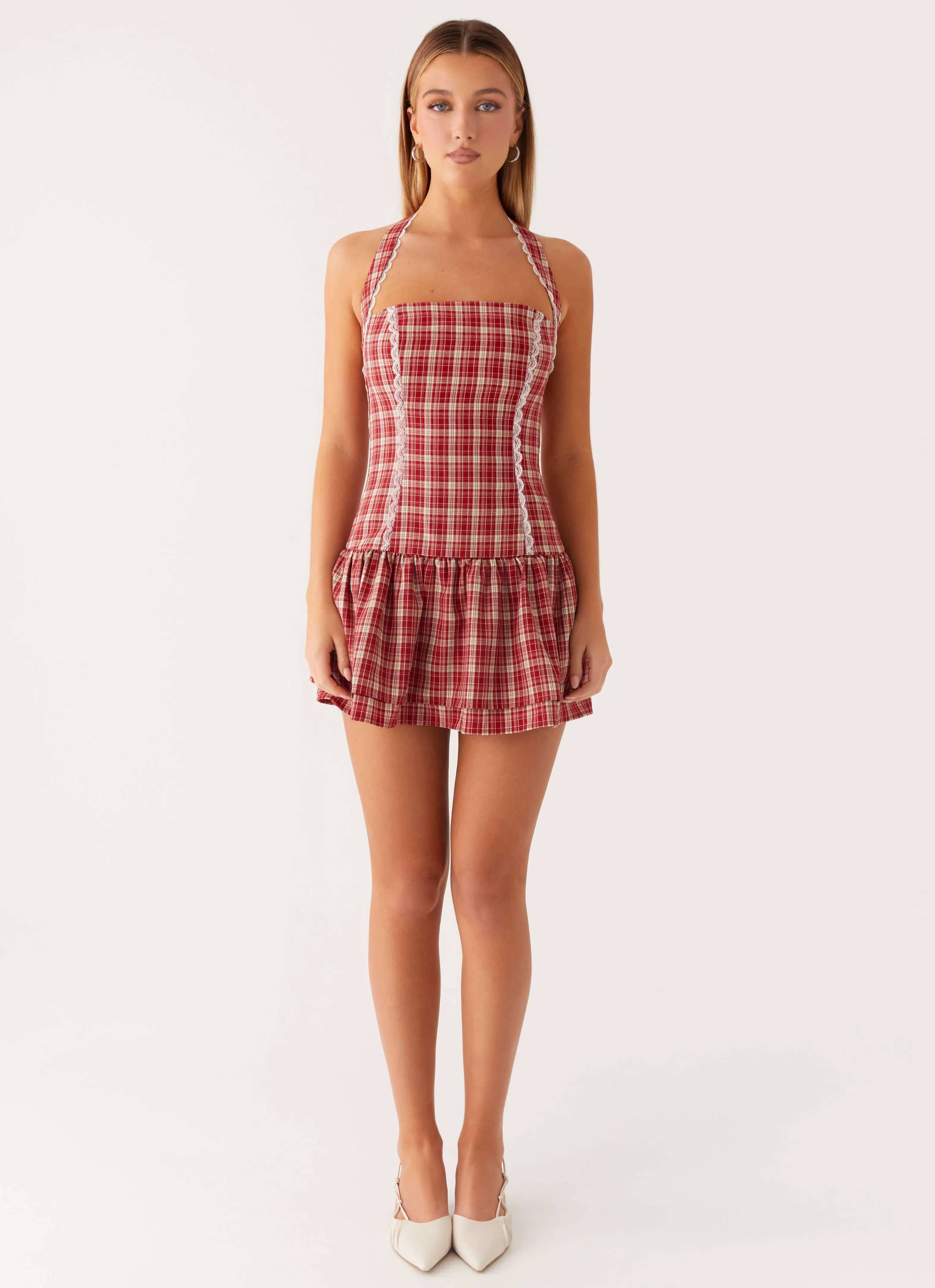 Lotus Dream Mini Dress - Ruby Check Tailored Piece