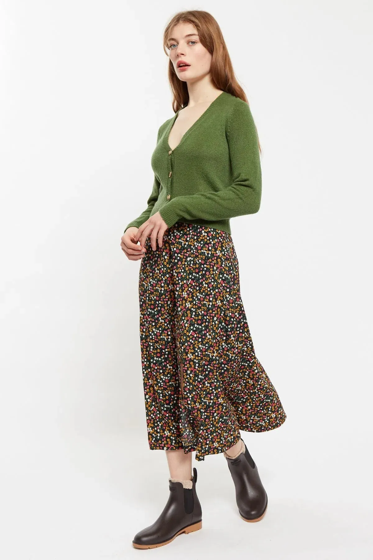 Louche Kiyo Dippy Ditsy Print Midi Skirt