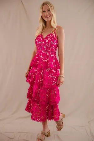 Capsule-Wardrobe Youthful Feel Love Grows Here Midi Dress-Magenta