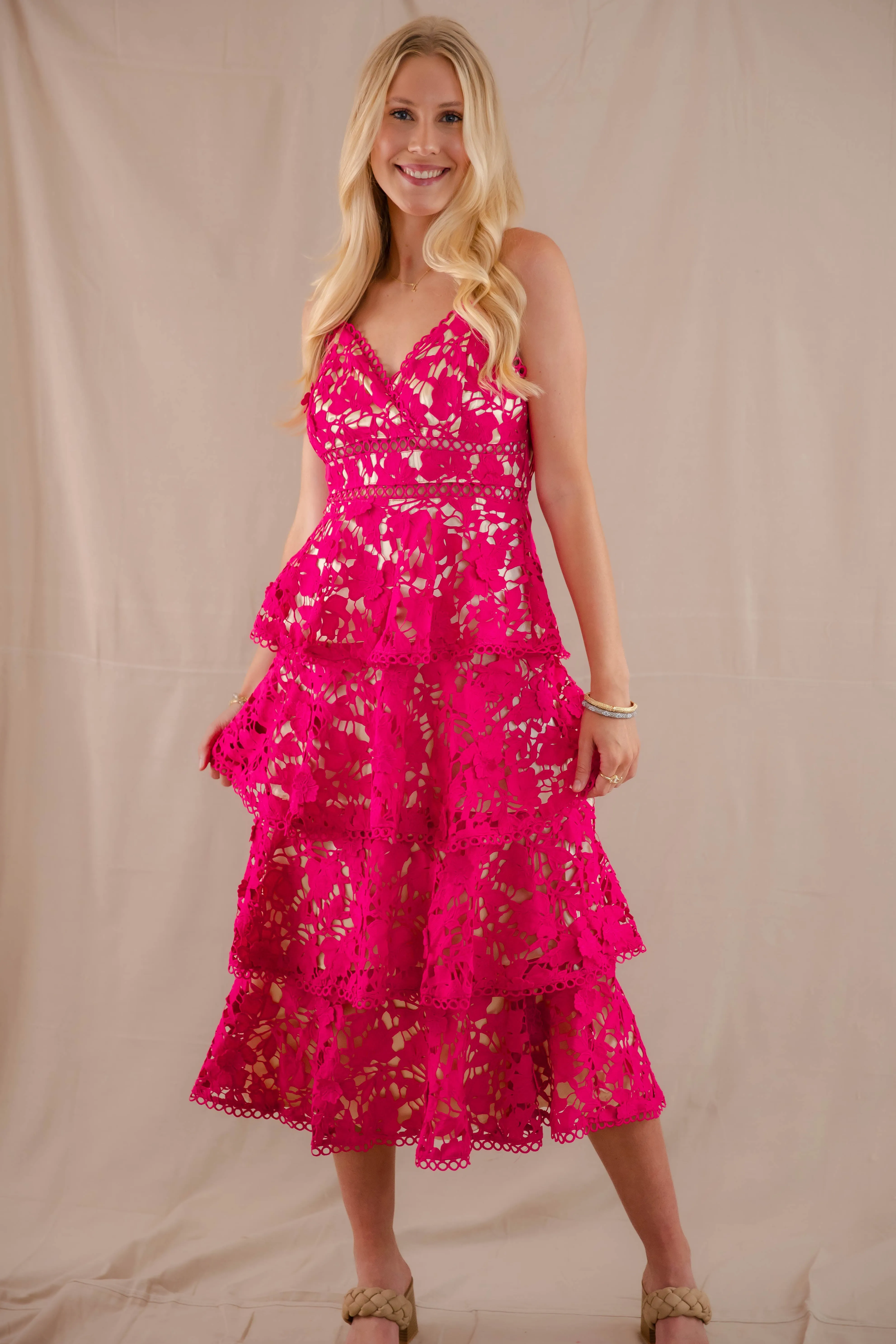 Love Grows Here Midi Dress-Magenta Delicate Touch Ceremony Ready
