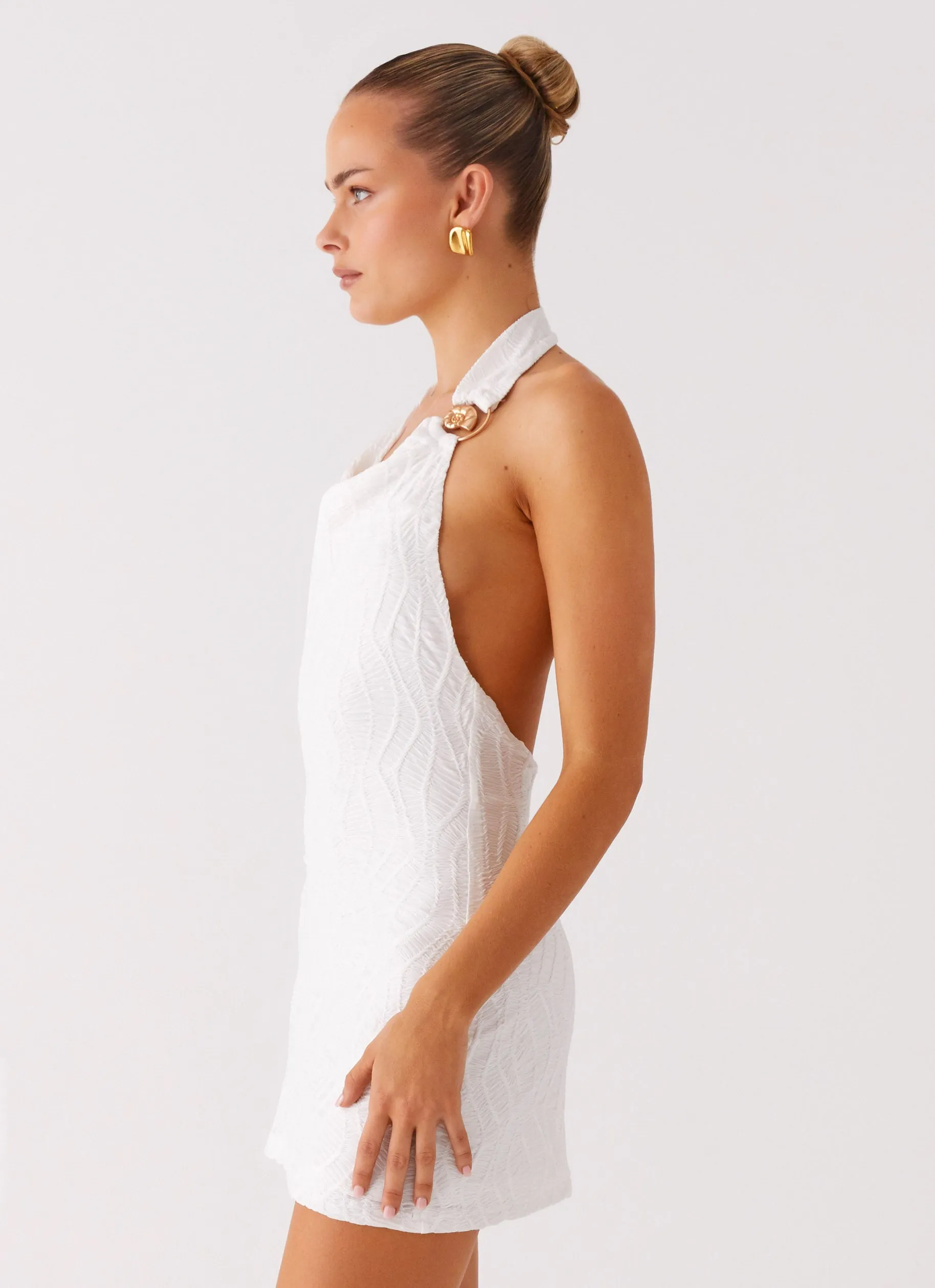 Love Line Halter Mini Dress - White Lounge Moment