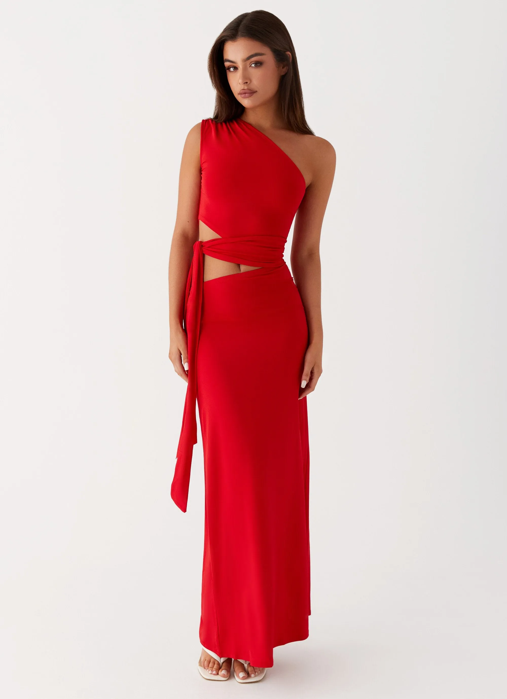 Natural Feel Relaxed Layer Love Me Tie Maxi Dress - Red