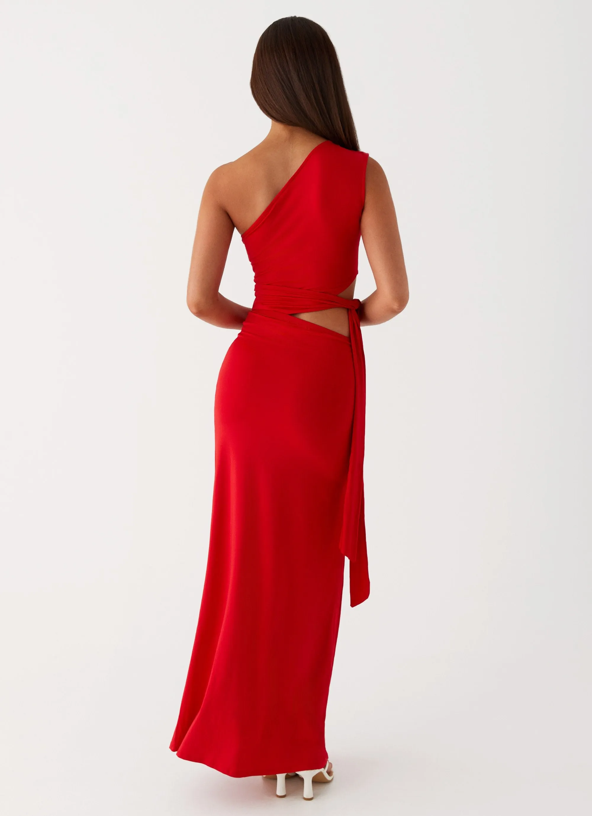 vacation look Love Me Tie Maxi Dress - Red