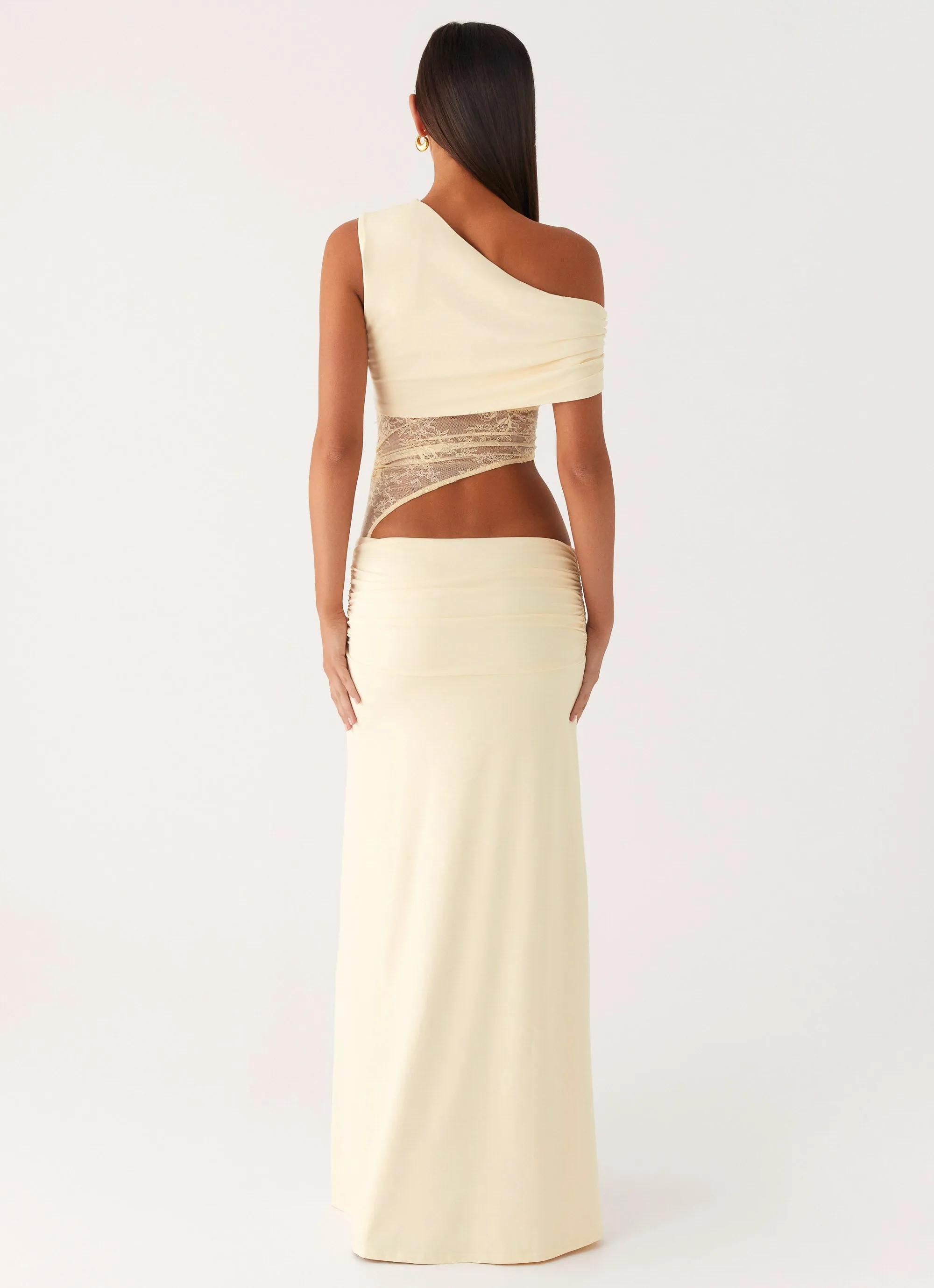 Love Motion Maxi Dress - Lemon Short Sleeve High Waist