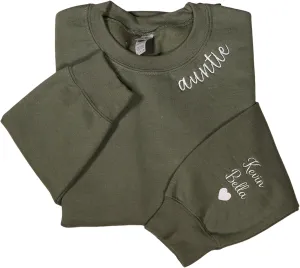 Love Signal Personalized Embroidered Mama EST Sweatshirt, Custom Embroidered Sweatshirt for Mom Tee S-4X